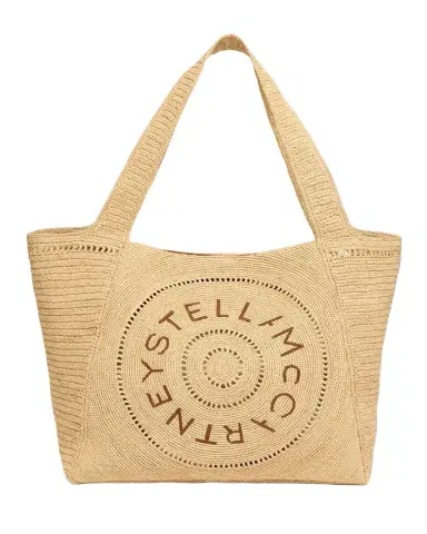 Stella McCartney Logo Crochet Raffia Tote Bag | Thumbnail 1 Stella McCartney Logo Crochet Raffia Tote Bag | Thumbnail 1