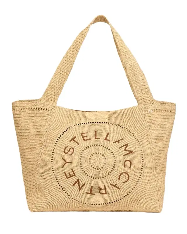 Stella McCartney Logo Crochet Raffia Tote Bag