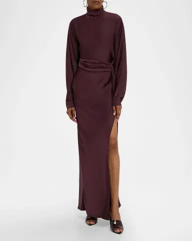 Lapointe Lightweight Satin Asymmetric Maxi Skirt | Thumbnail 2