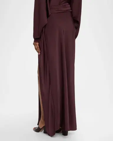 Lapointe Lightweight Satin Asymmetric Maxi Skirt | Thumbnail 3