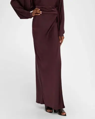 Lapointe Lightweight Satin Asymmetric Maxi Skirt | Thumbnail 4