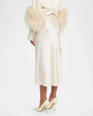 LAPOINTE Satin Bias Slit Midi Skirt | Thumbnail 2