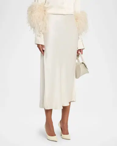 LAPOINTE Satin Bias Slit Midi Skirt | Thumbnail 3