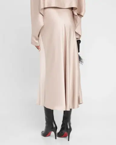 LAPOINTE Satin Bias Slit Midi Skirt | Thumbnail 6