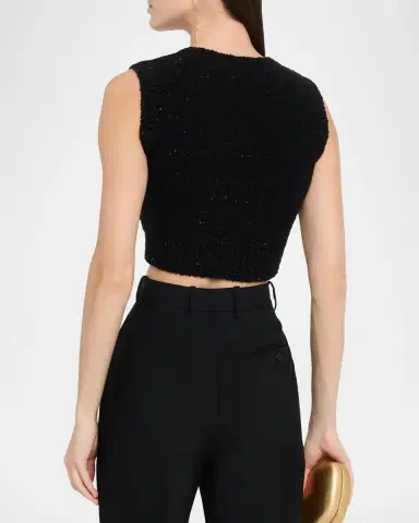 Dolce & Gabbana Misto Paillette Boucle Crop Tank Top | Thumbnail 3