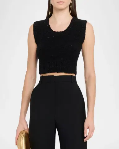 Dolce & Gabbana Misto Paillette Boucle Crop Tank Top | Thumbnail 4