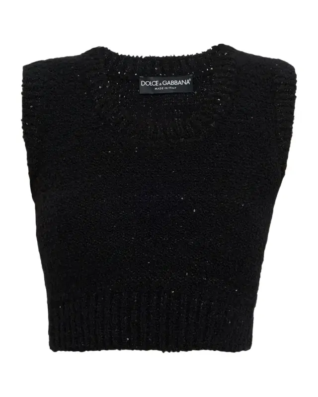 Misto Paillette Boucle Crop Tank Top