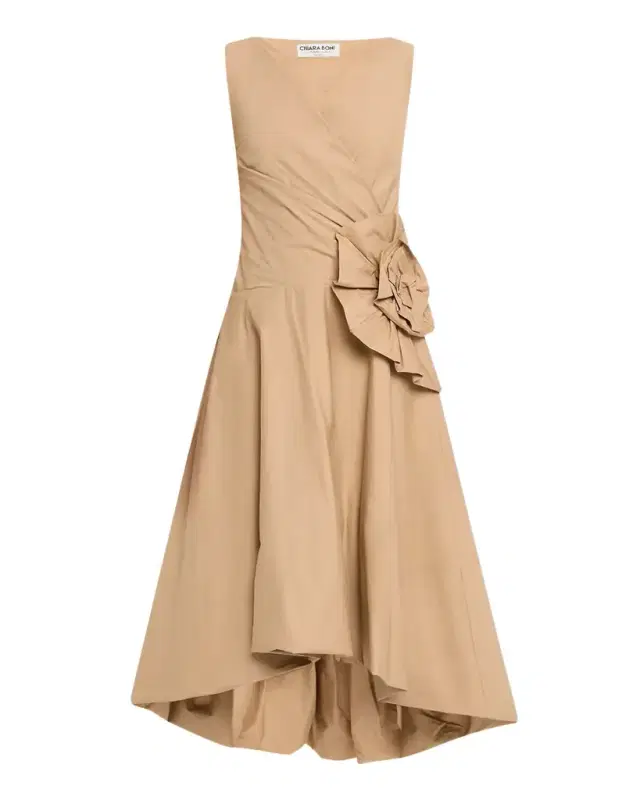 Chiara Boni La Petite Robe Sleeveless High-Low Rosette Midi Dress