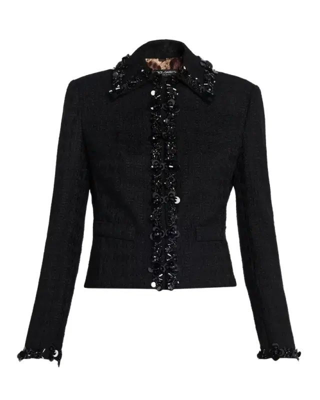 Short Sequined Stretch Mat Jacket
