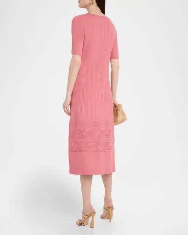 Misook A-Line Ribbed Soft Knit Midi Dress | Thumbnail 3 Misook A-Line Ribbed Soft Knit Midi Dress | Thumbnail 3