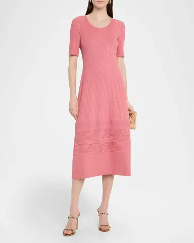 Misook A-Line Ribbed Soft Knit Midi Dress | Thumbnail 4 Misook A-Line Ribbed Soft Knit Midi Dress | Thumbnail 4