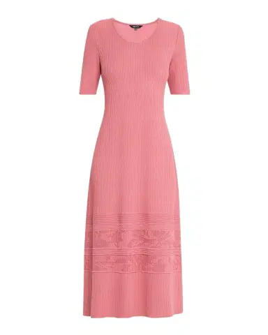 Misook A-Line Ribbed Soft Knit Midi Dress | Thumbnail 1 Misook A-Line Ribbed Soft Knit Midi Dress | Thumbnail 1
