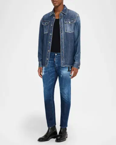 Dsquared2 Men's Slim Distressed Skater Jeans | Thumbnail 2 Dsquared2 Men's Slim Distressed Skater Jeans | Thumbnail 2