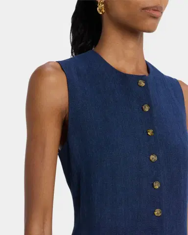 Good Work by Argent x Citizens of Humanity Sleeveless Button-Down Linen Midi Dress | Thumbnail 4