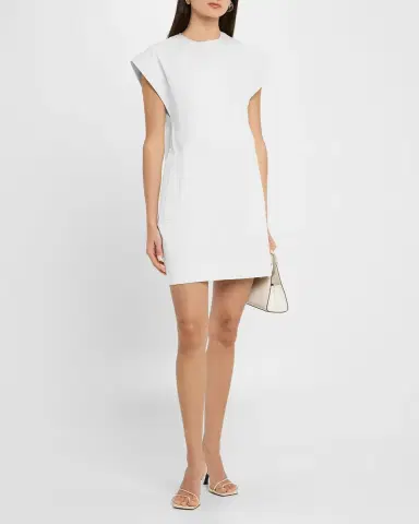 Argent Structured Cap-Sleeve Cotton Sateen Mini Dress | Thumbnail 4