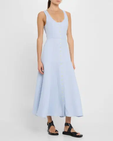 Argent Marcy Sleeveless Linen Twill Midi Dress | Thumbnail 4 Argent Marcy Sleeveless Linen Twill Midi Dress | Thumbnail 4