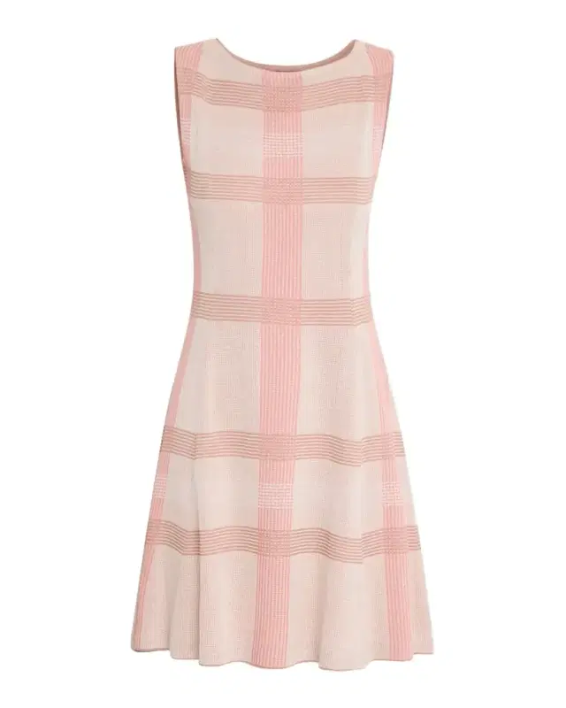 Fit-&-Flare Plaid Knit Dress