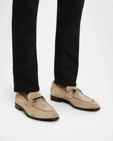 Ferragamo Men's Bentley Gancini Bit Suede Moccasins | Thumbnail 2 Ferragamo Men's Bentley Gancini Bit Suede Moccasins | Thumbnail 2