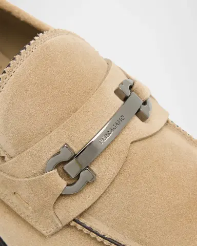 Ferragamo Men's Bentley Gancini Bit Suede Moccasins | Thumbnail 5 Ferragamo Men's Bentley Gancini Bit Suede Moccasins | Thumbnail 5