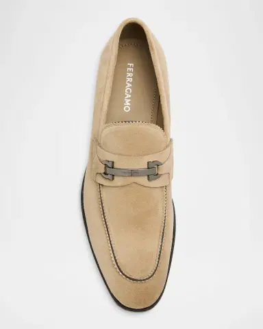 Ferragamo Men's Bentley Gancini Bit Suede Moccasins | Thumbnail 6 Ferragamo Men's Bentley Gancini Bit Suede Moccasins | Thumbnail 6