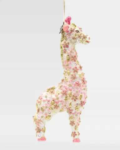 Jay Strongwater Pink Floral Giraffe Christmas Ornament | Thumbnail 2