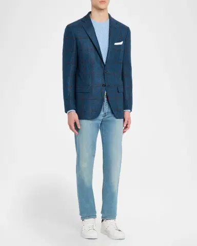 Kiton Men's Soft Cashmere Plaid Sport Coat | Thumbnail 2 Kiton Men's Soft Cashmere Plaid Sport Coat | Thumbnail 2