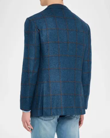 Kiton Men's Soft Cashmere Plaid Sport Coat | Thumbnail 3 Kiton Men's Soft Cashmere Plaid Sport Coat | Thumbnail 3