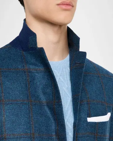 Kiton Men's Soft Cashmere Plaid Sport Coat | Thumbnail 7 Kiton Men's Soft Cashmere Plaid Sport Coat | Thumbnail 7