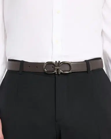 Ferragamo Men's Double Gancini Reversible Leather Belt | Thumbnail 2 Ferragamo Men's Double Gancini Reversible Leather Belt | Thumbnail 2