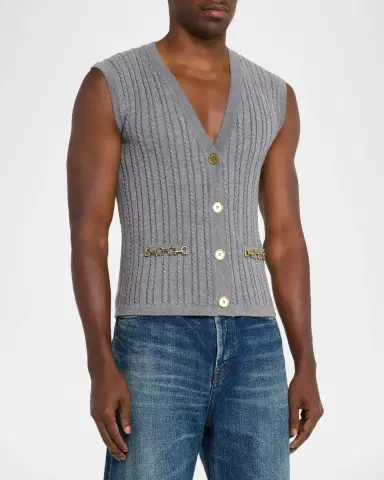 Golden Goose Journey Cable-Knit Sweater Vest with Chain Detail | Thumbnail 4