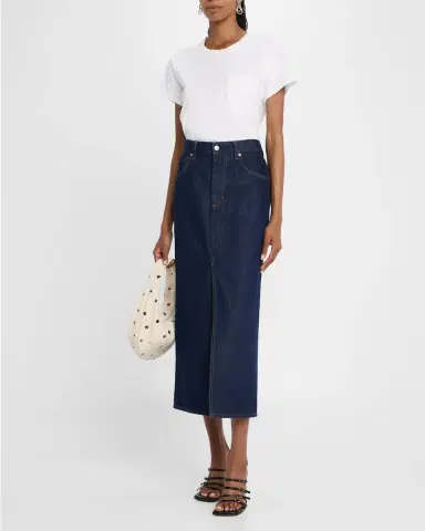 Good Work by Argent x Citizens of Humanity Gwynn Cotton Denim Midi Pencil Skirt | Thumbnail 2