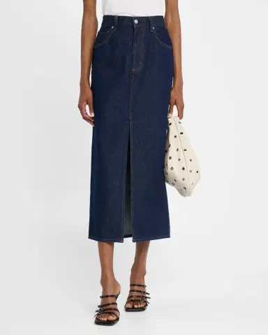 Good Work by Argent x Citizens of Humanity Gwynn Cotton Denim Midi Pencil Skirt | Thumbnail 4