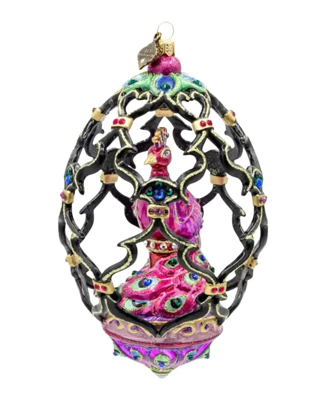 Jay Strongwater Peacock Egg Christmas Ornament