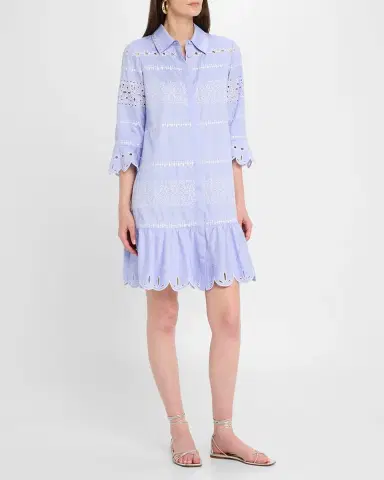 Figue Aaliyah Broderie Anglaise Belted Min Shirtdress | Thumbnail 4 Figue Aaliyah Broderie Anglaise Belted Min Shirtdress | Thumbnail 4