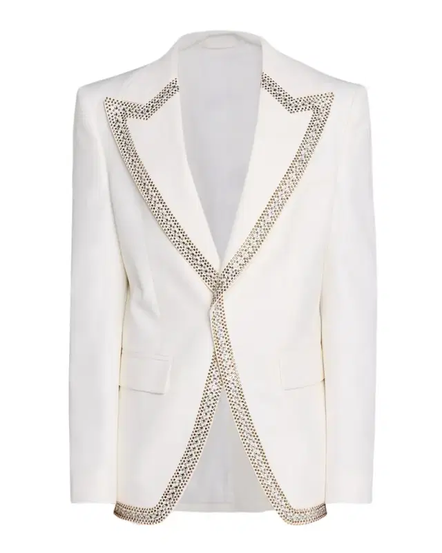 Men 's 70s Glam Stud-Trim Blazer
