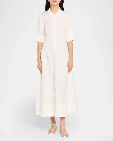 SIMKHAI Claudine Linen-Blend Midi Shirtdress | Thumbnail 2 SIMKHAI Claudine Linen-Blend Midi Shirtdress | Thumbnail 2