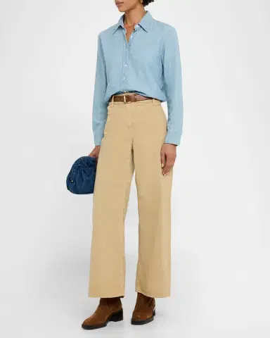 Nili Lotan Monti Chambray Denim Button-Down Shirt | Thumbnail 2