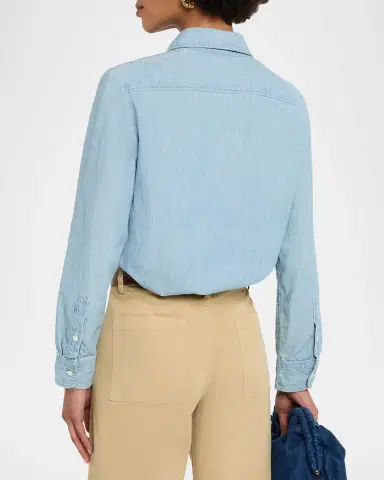 Nili Lotan Monti Chambray Denim Button-Down Shirt | Thumbnail 3
