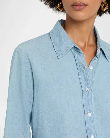 Nili Lotan Monti Chambray Denim Button-Down Shirt | Thumbnail 5