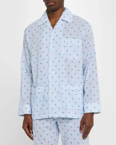 Derek Rose Men's Ledbury Striped Elephant-Print Pajama Set | Thumbnail 4 Derek Rose Men's Ledbury Striped Elephant-Print Pajama Set | Thumbnail 4