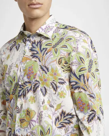 Etro Men's Cotton Floral Palm Sport Shirt | Thumbnail 5 Etro Men's Cotton Floral Palm Sport Shirt | Thumbnail 5