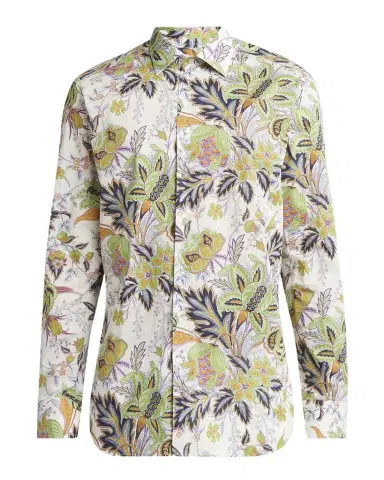 Etro Men's Cotton Floral Palm Sport Shirt | Thumbnail 1 Etro Men's Cotton Floral Palm Sport Shirt | Thumbnail 1