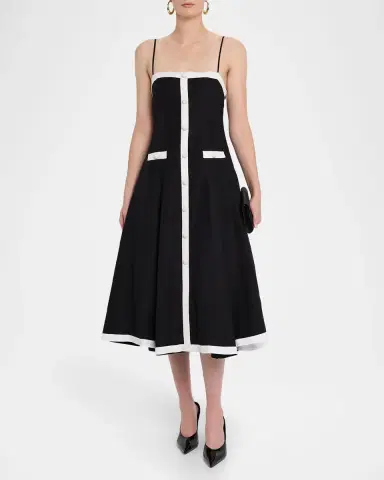 SIMKHAI Cordelia Sleeveless Button-Front Midi Dress | Thumbnail 3 SIMKHAI Cordelia Sleeveless Button-Front Midi Dress | Thumbnail 3