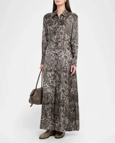 Golden Goose Golden Floral Viscose Twill Shirtdress | Thumbnail 4