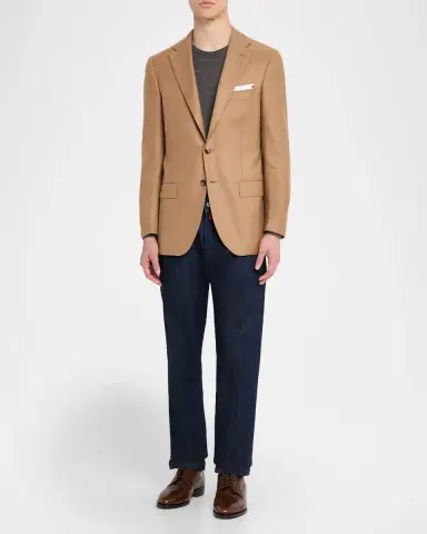Kiton Men's Soft Cashmere Single-Breasted Blazer | Thumbnail 2 Kiton Men's Soft Cashmere Single-Breasted Blazer | Thumbnail 2