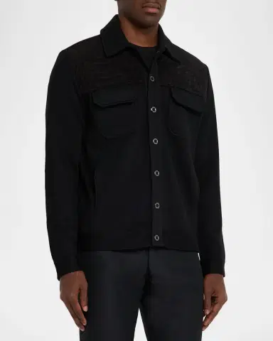 Stefano Ricci Men's Crocodile-Trim Knit Blouson | Thumbnail 4 Stefano Ricci Men's Crocodile-Trim Knit Blouson | Thumbnail 4