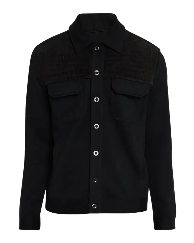 Men 's Crocodile-Trim Knit Blouson