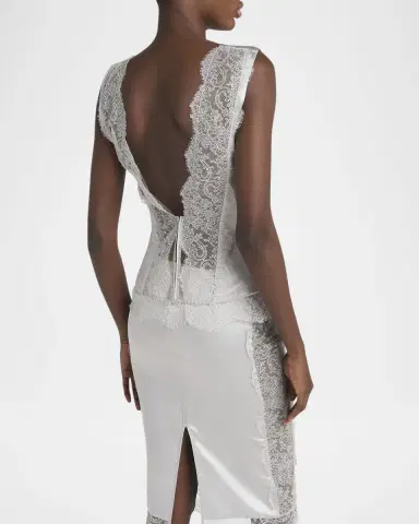 TOM FORD Satin and Lace Sleeveless Top | Thumbnail 3 TOM FORD Satin and Lace Sleeveless Top | Thumbnail 3