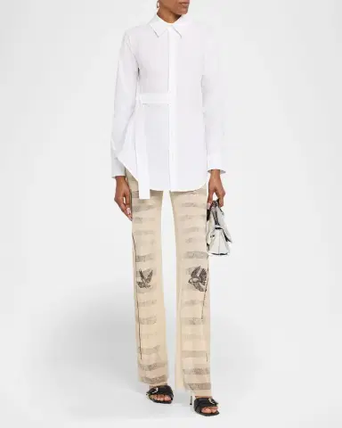 Jean Paul Gaultier Waist-Strap Cotton Button-Down Shirt | Thumbnail 2