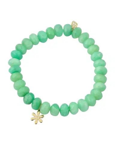 Sydney Evan 14K Gold Diamond Daisy Charm Chrysoprase Beaded Bracelet | Thumbnail 1